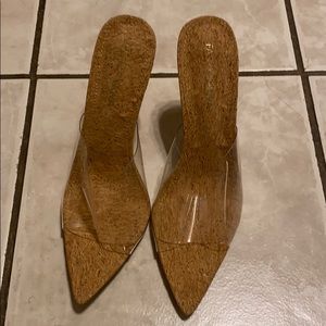 Clear cork pointed heels